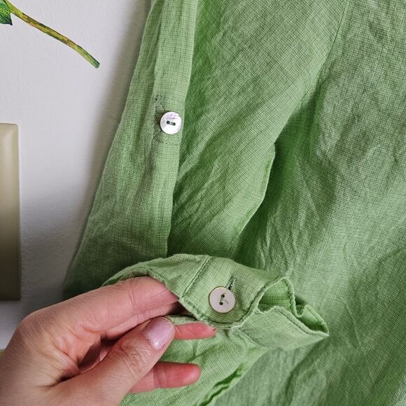 SOPHIE MAX 100% Cotton Eyelet Tunic Light Green Long Sleeve Flowy Lagenlook - Picture 10 of 11